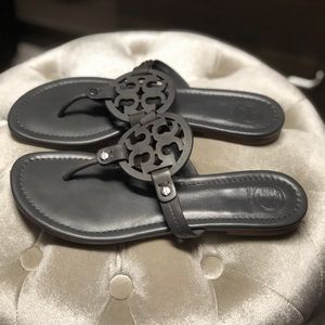 Tory Burch Miller sandals, dark gray, size 8.5